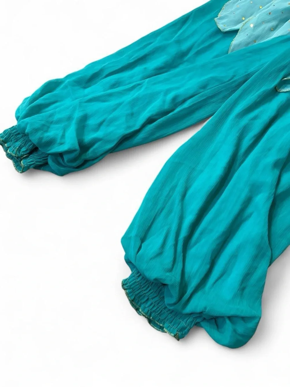 Official Teal and gold Disney Jasmine costume with gold floral embroidery - Picture 2 of 5
